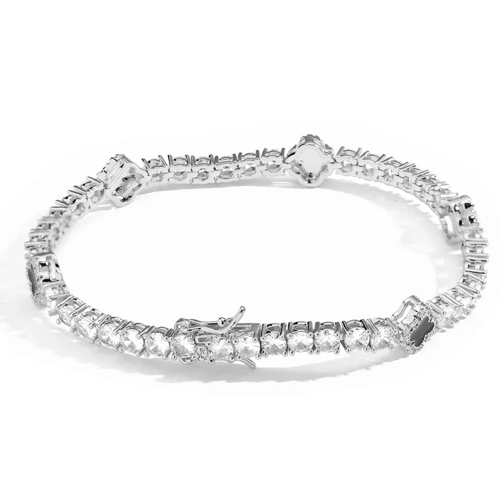 Fashion Design Dainty Tennis Chain Gold/Silver Plated Zircon Bracelet Jewelry for Men Women