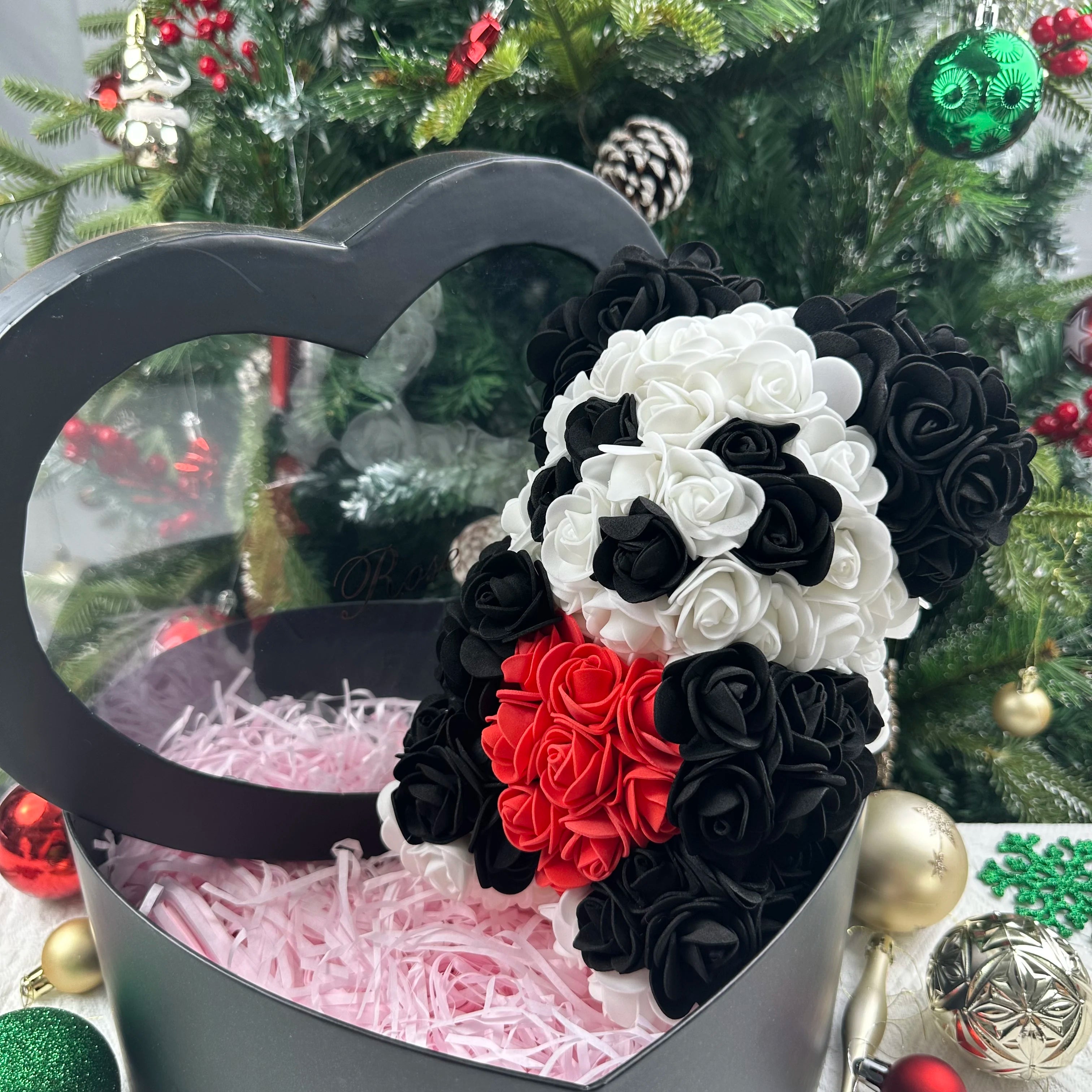 25cm Artificial Teddy Rose Flower Bear with Box Romantic Valentines Day Gift