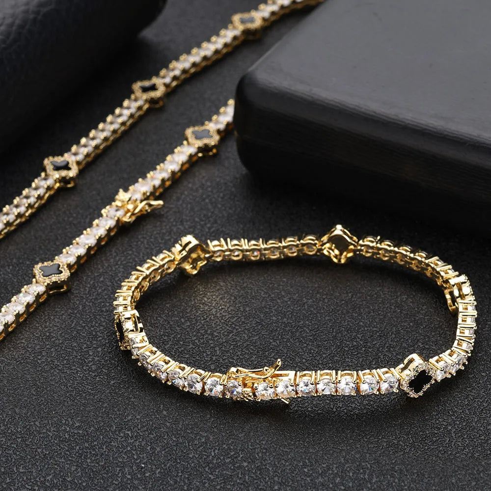 Fashion Design Dainty Tennis Chain Gold/Silver Plated Zircon Bracelet Jewelry for Men Women